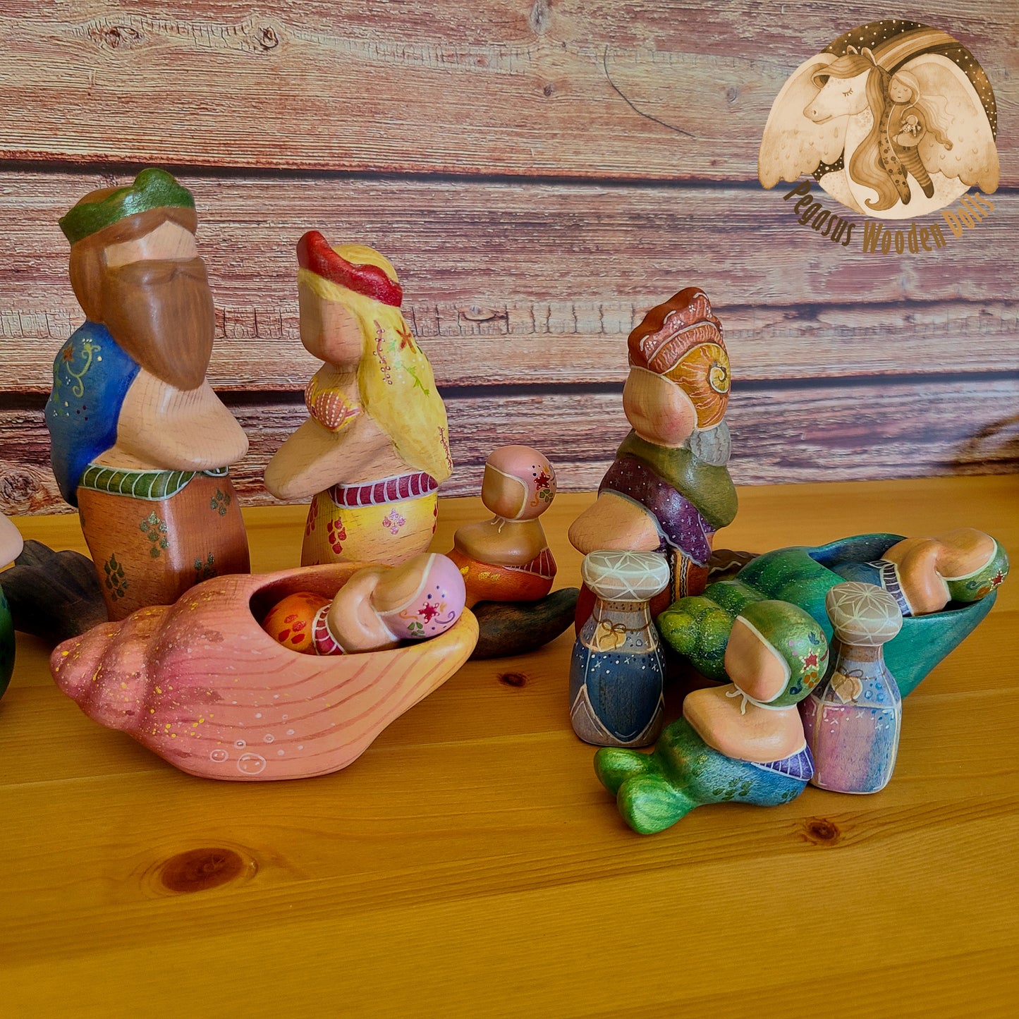 Wooden Green Sitting Merbaby