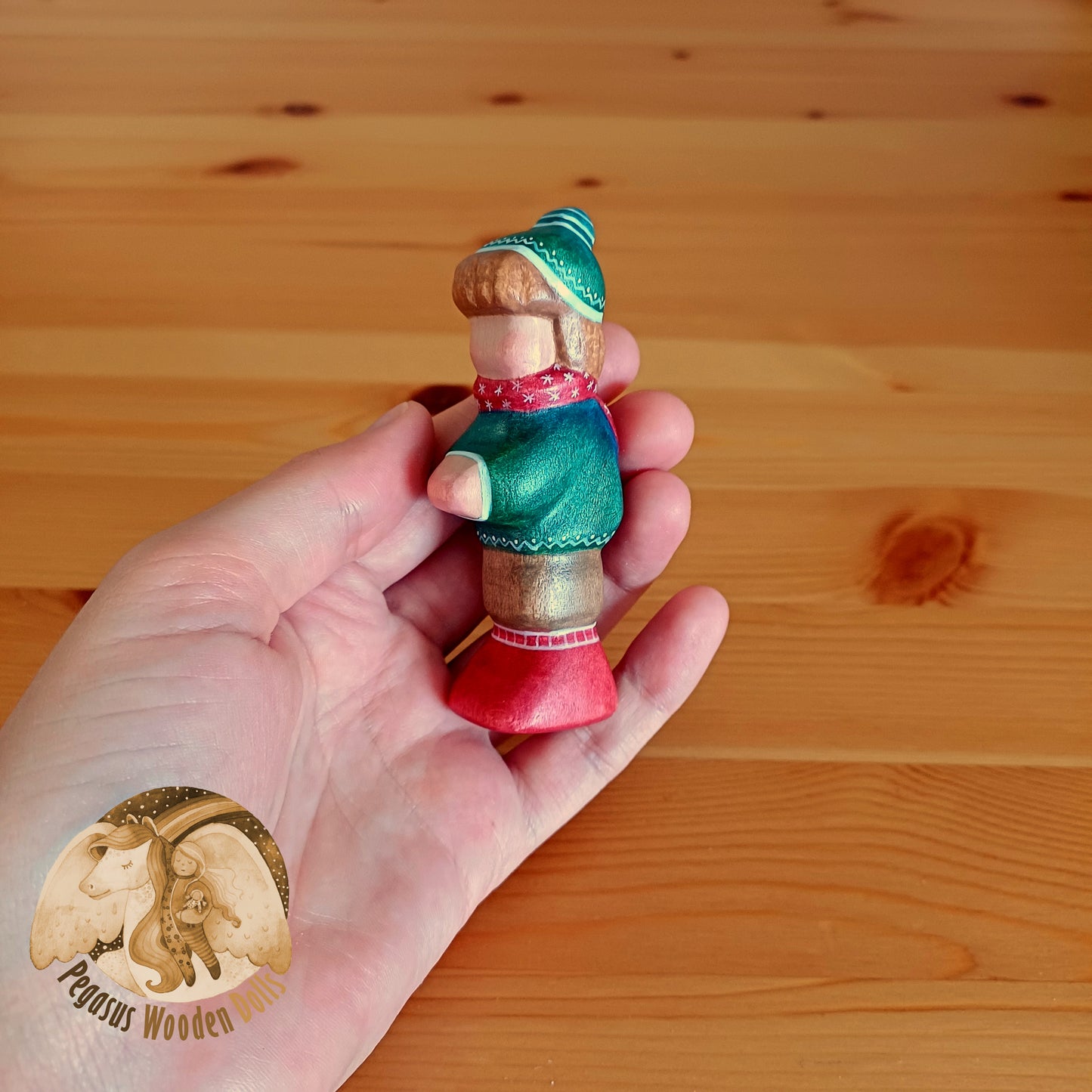 Wooden Winter child (red shoes)