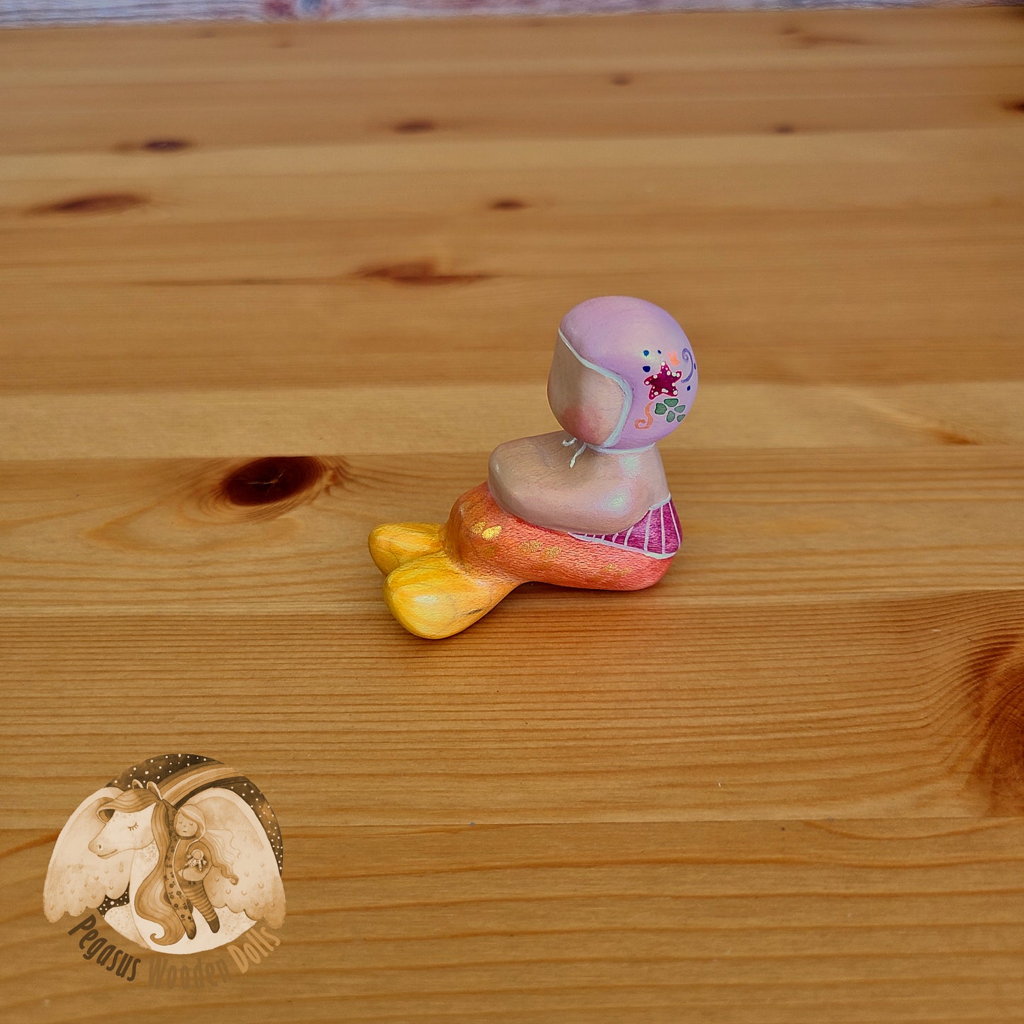 Wooden Pink Sitting Merbaby