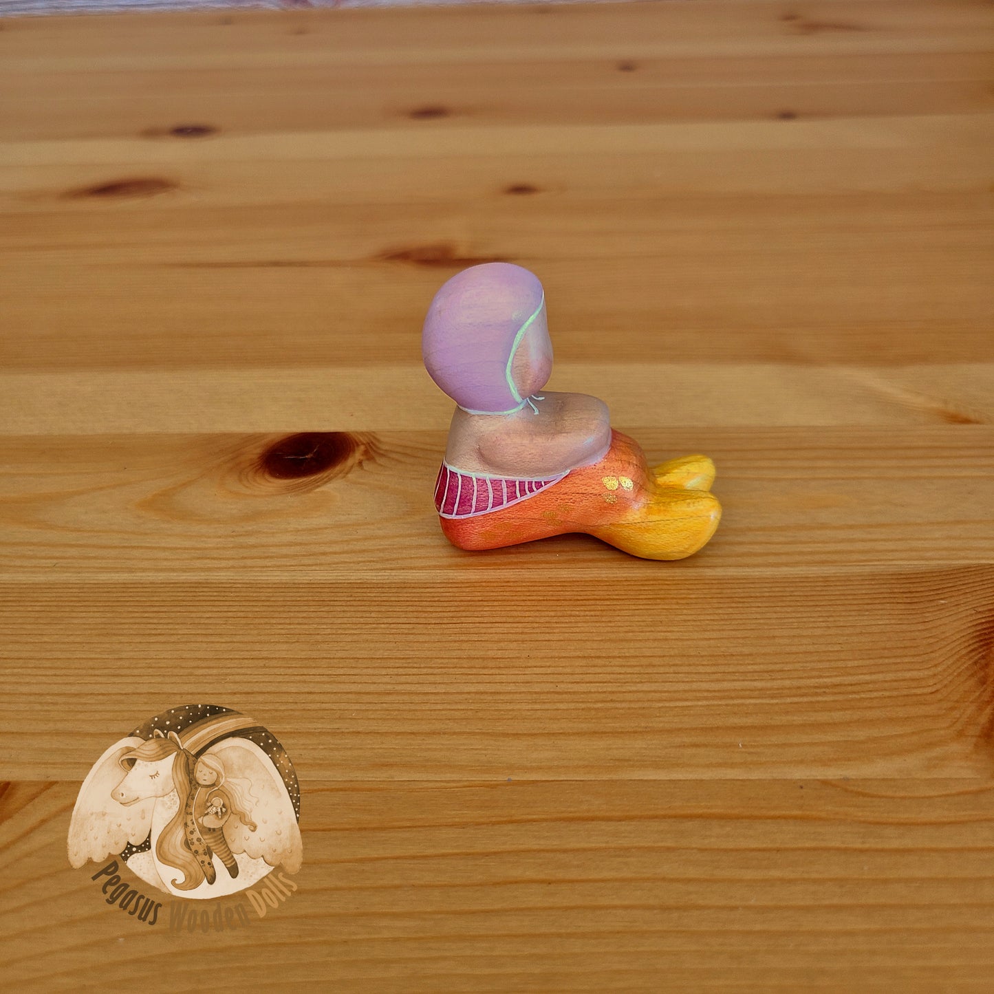 Wooden Pink Sitting Merbaby