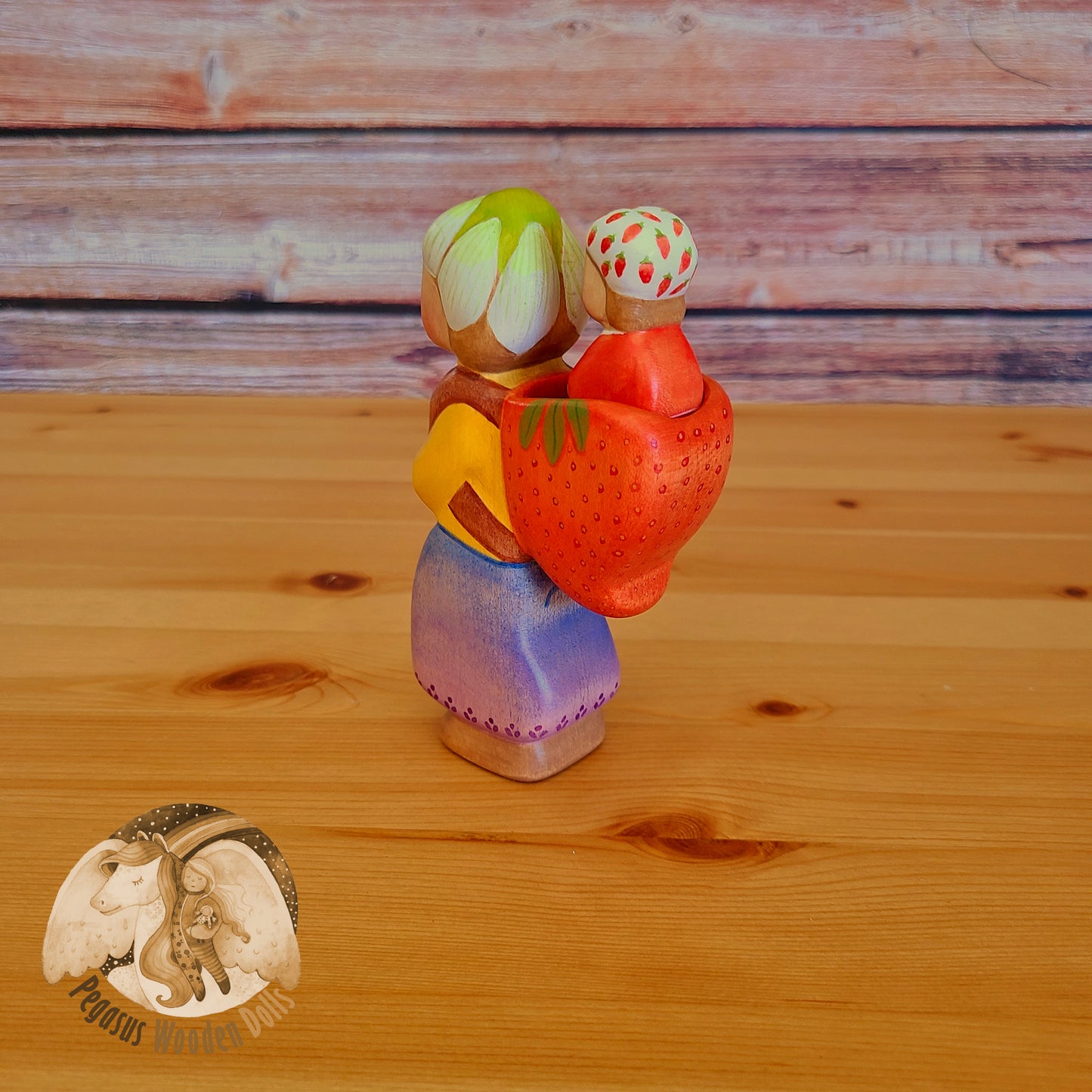 Wooden Strawberry Mother with baby