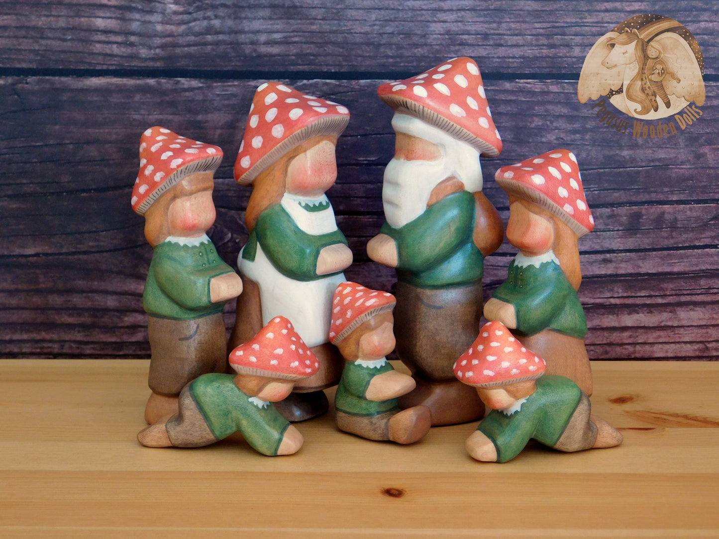 Wooden Mushroom Sitting Baby