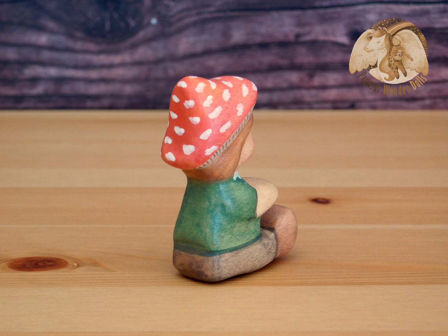Wooden Mushroom Sitting Baby