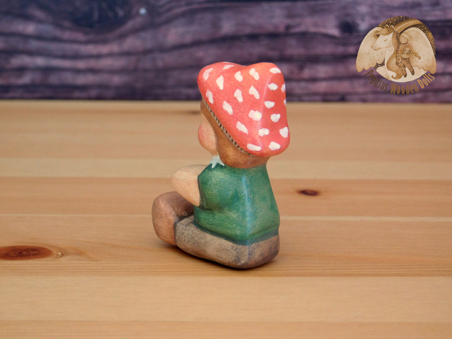 Wooden Mushroom Sitting Baby