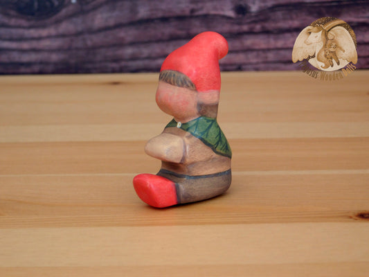 Wooden Woodland Gnome Sitting Baby
