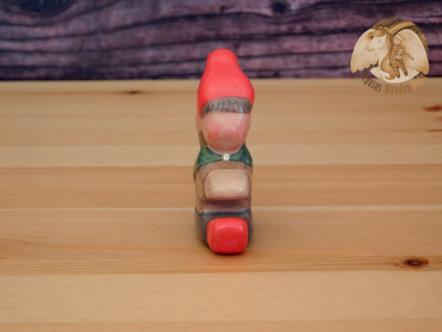 Wooden Woodland Gnome Sitting Baby