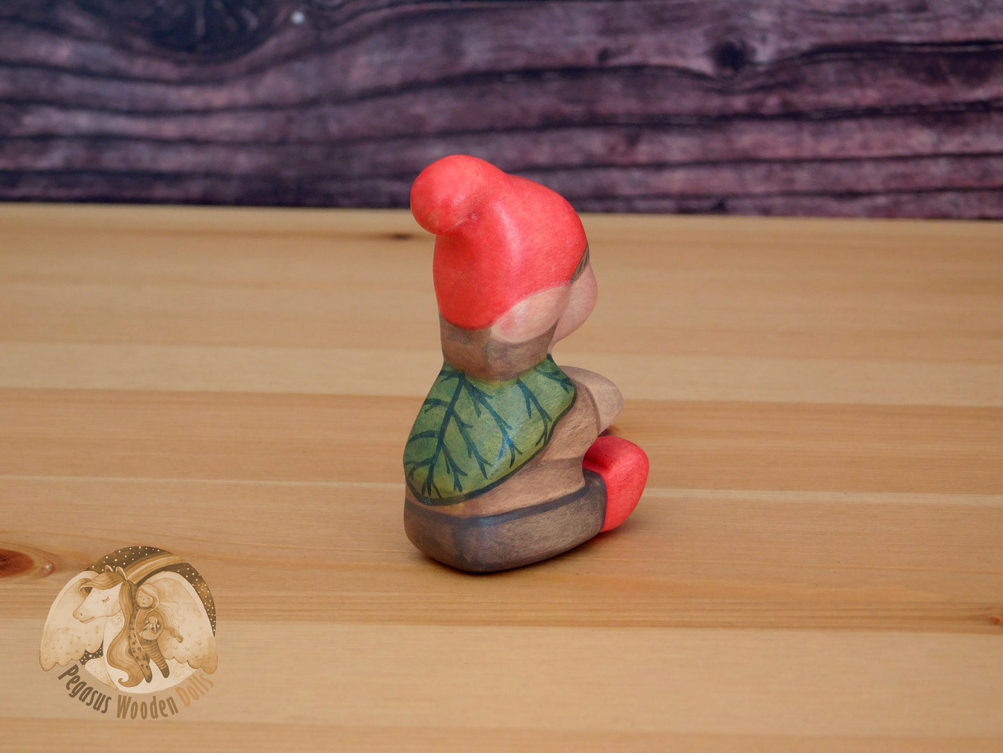 Wooden Woodland Gnome Sitting Baby