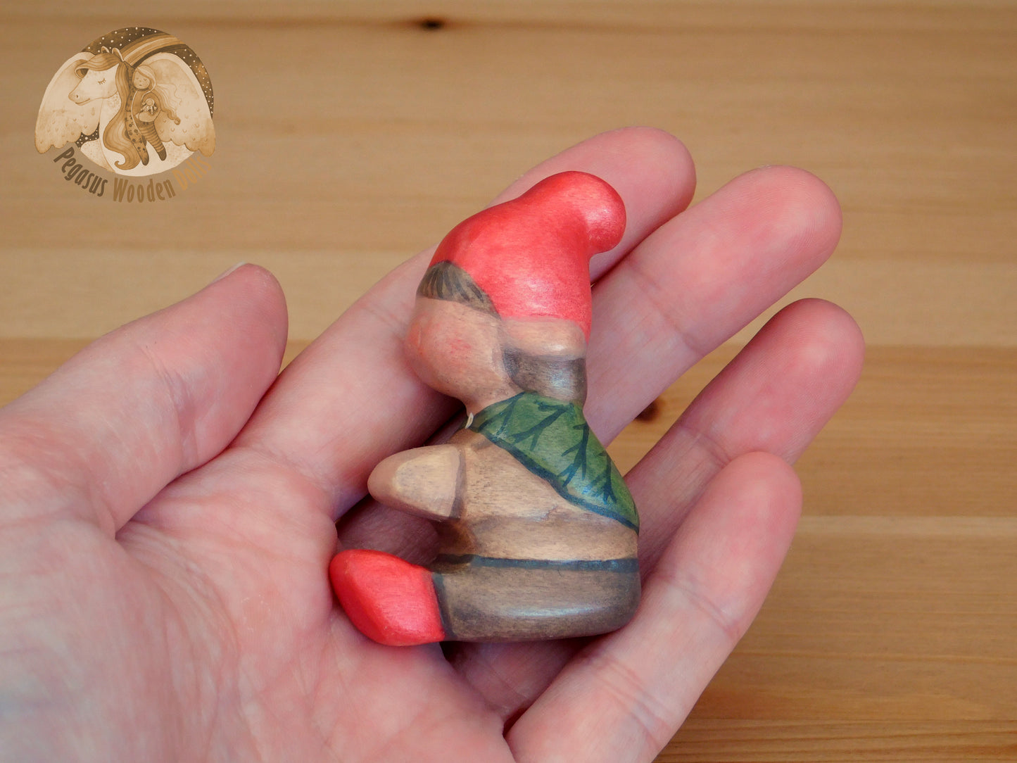 Wooden Woodland Gnome Sitting Baby