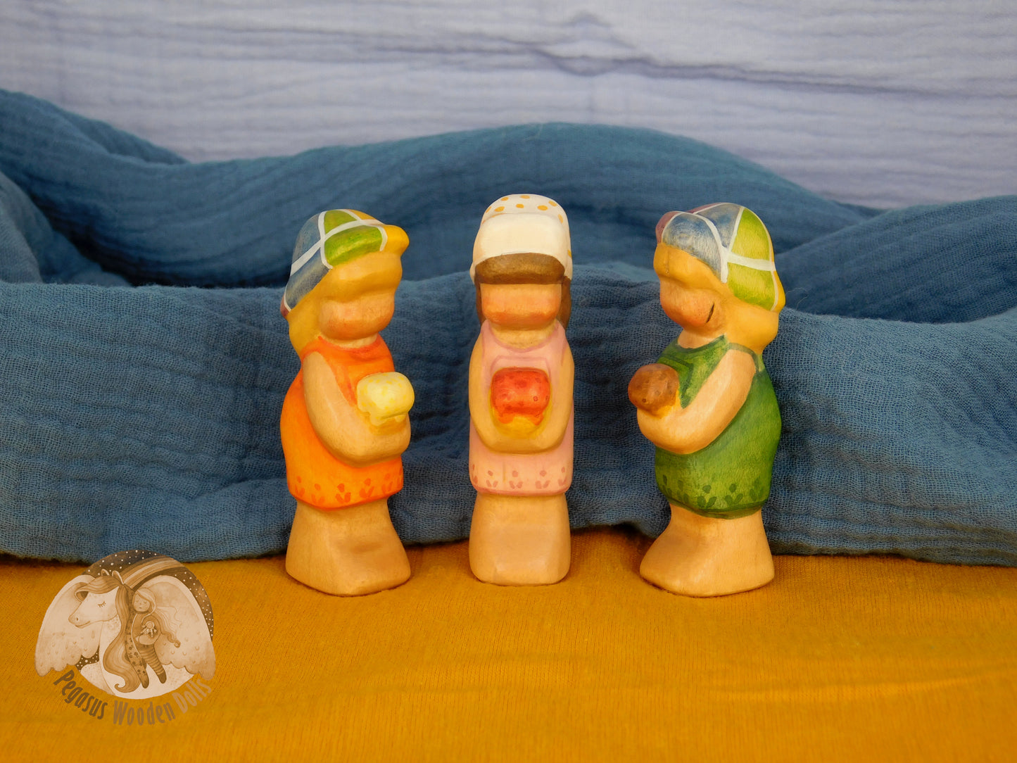 Wooden Standing Baby in pink pants with ice-cream