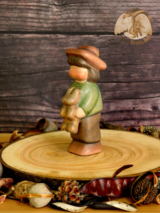 Wooden Boy with darker brown bunny