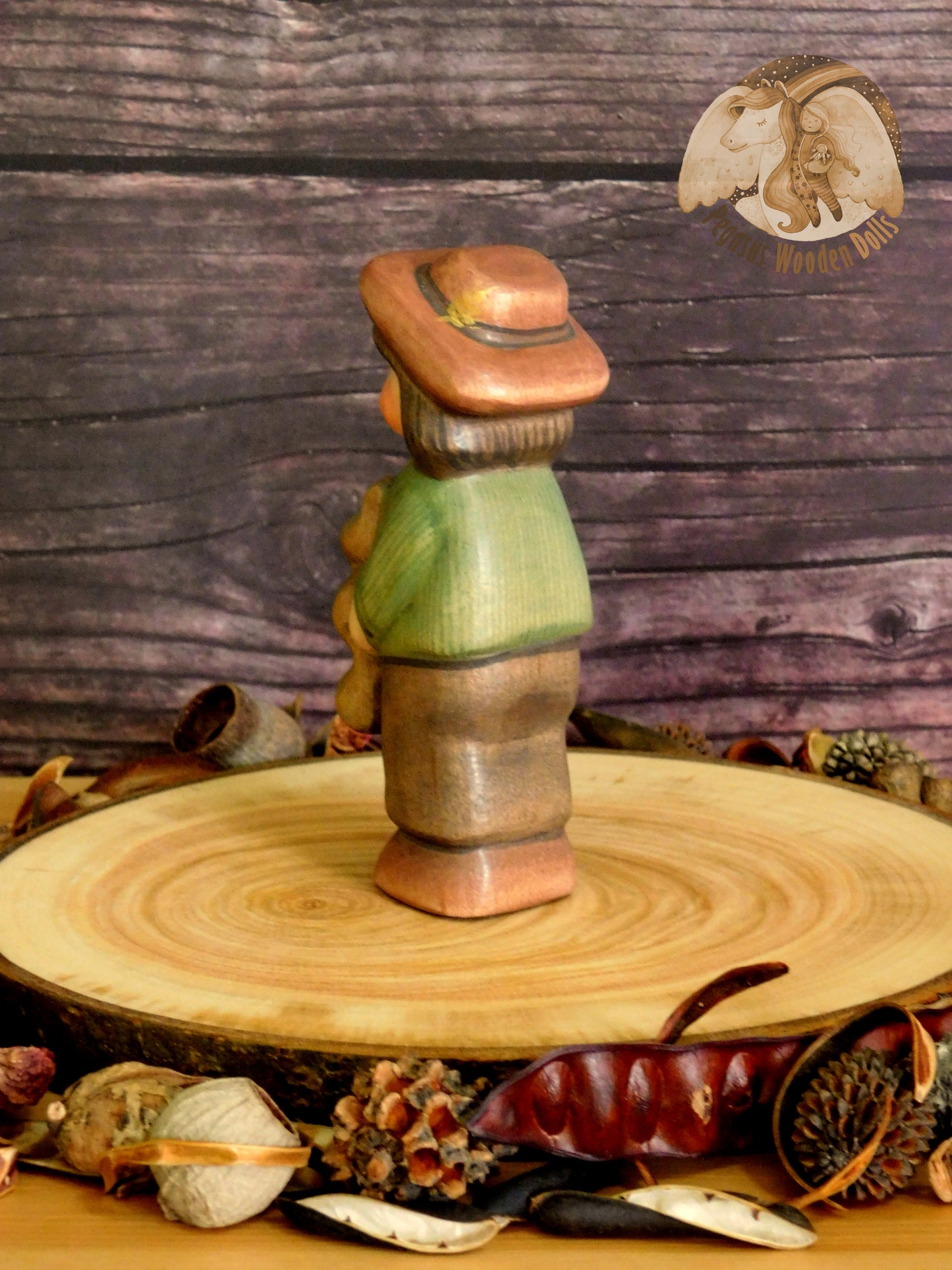 Wooden Boy with darker brown bunny