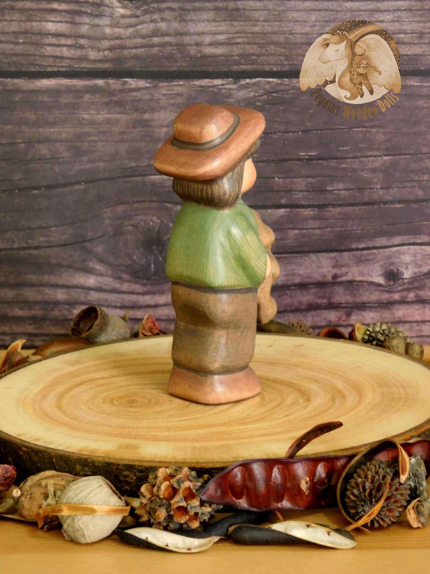 Wooden Boy with darker brown bunny